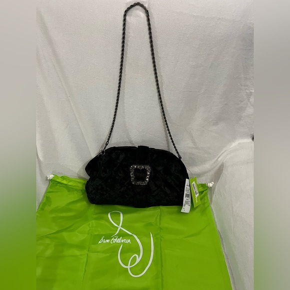 Sam Edelman Brit Frame Cross Body Clutch Black Gunmetal - Picture 8 of 10